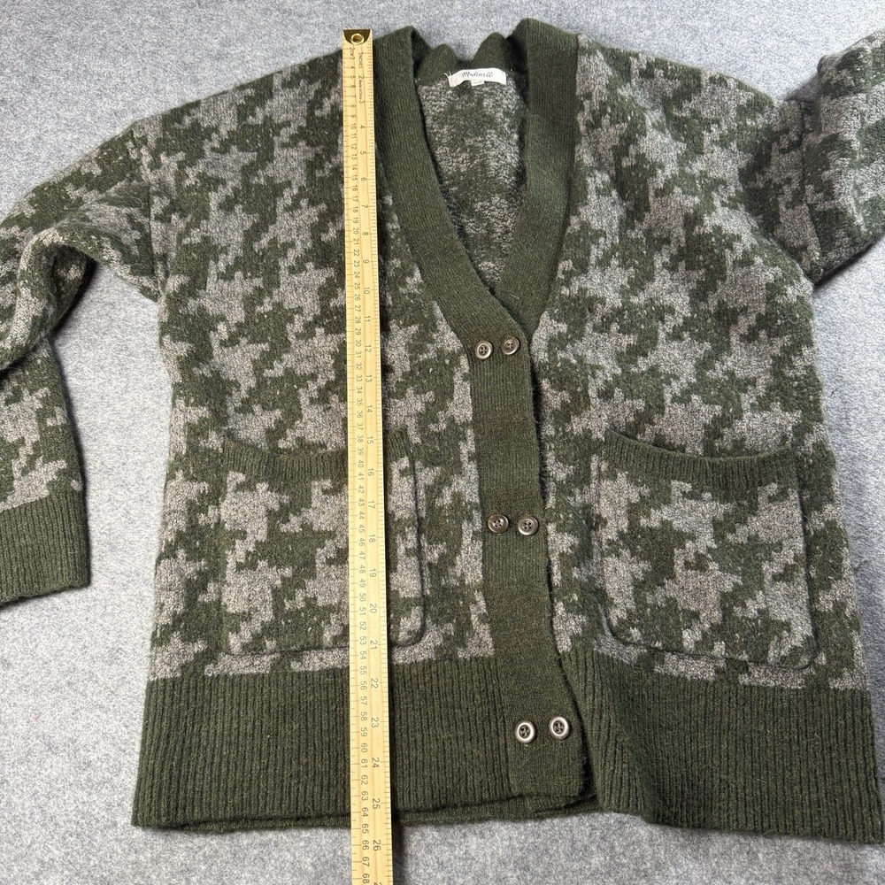 Madewell Allston Sweater Cardigan Womens S Oversized Houndstooth Green Gray - Picture 12 of 13
